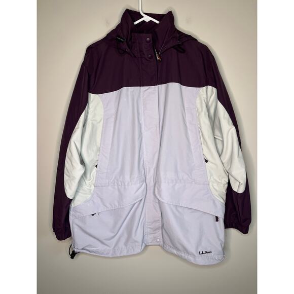 LL Bean Purple Color Block Granola Outdoor Winter Ski Jacket 0WV87 Womens XL - Picture 1 of 10